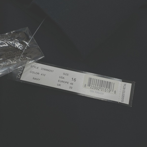 Tahari BRAND‎ NEW Dress Jacket Women's Size 16 Navy Blue Single Button - Picture 3 of 12